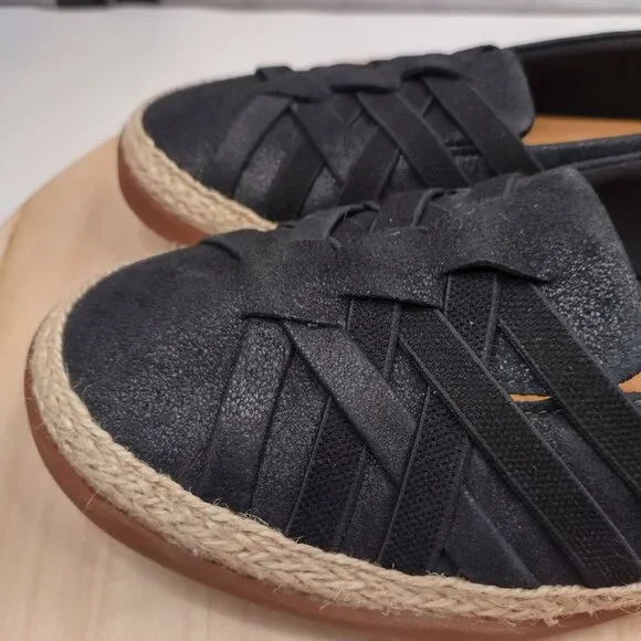 Clarks Collection Elaina Petal Woven Vamp Jute Trim Black Flats Women US 10M - Picture 5 of 13